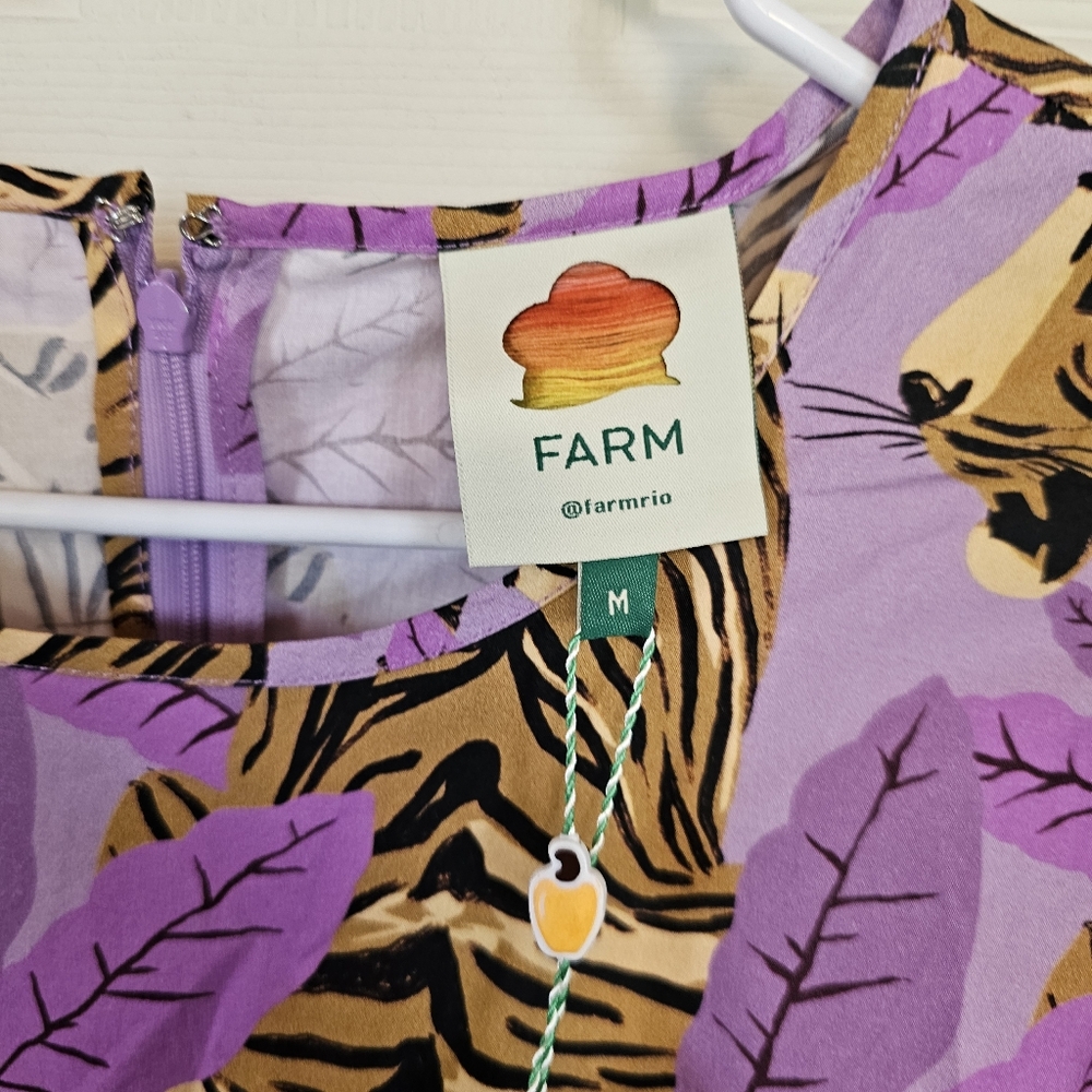 FARM Rio Tiger Leaves Lavender Puff Sleeve Mini Dress - Picture 7 of 12